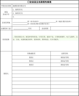公司注册最新表格下载